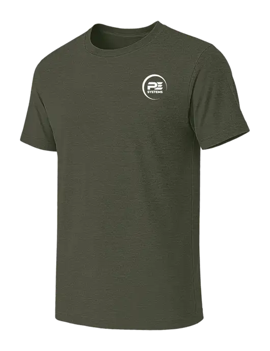BELLA+CANVAS Heather Dark Military Green CVC Short Sleeve Tee w/PE Systems Logo
