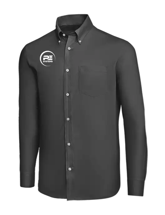 Brooks Brothers Dark Grey Wrinkle-Free Stretch Nailhead Shirt w/PE Systems Logo