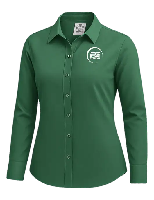 Brooks Brothers Womens Medium Green Wrinkle-Free Stretch Nailhead Shirt w/PE Systems Logo