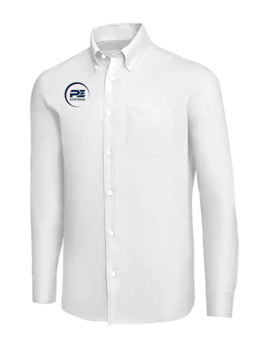 Brooks Brothers White Wrinkle-Free Stretch Nailhead Shirt w/PE Systems Logo