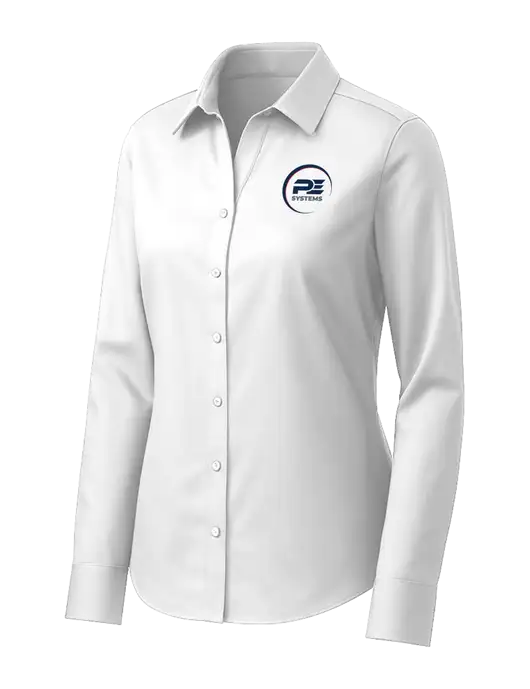 Brooks Brothers Womens White Wrinkle-Free Stretch Pinpoint Shirt w/PE Systems Logo