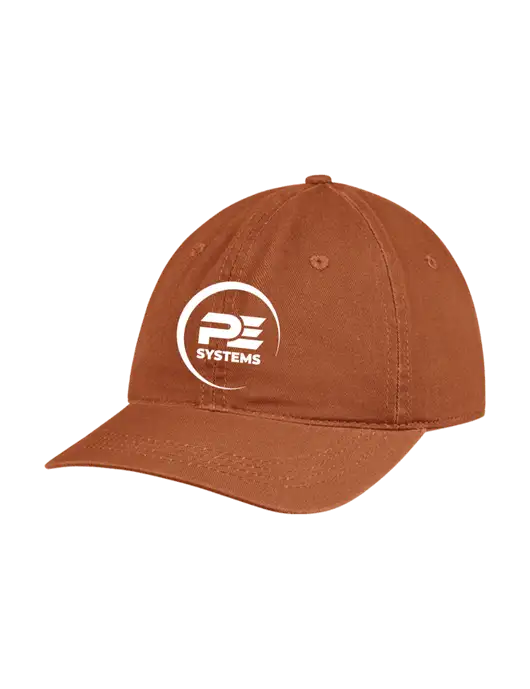 Garment Washed Unstructured Twill Burnt Orange Cap w/PE Systems Logo