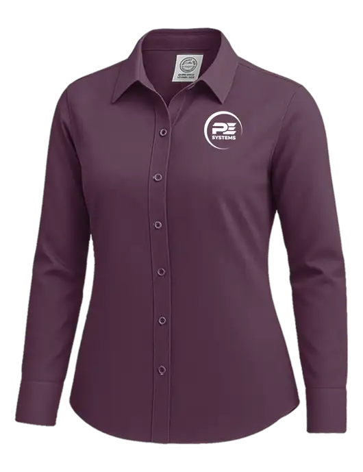 Brooks Brothers Womens Eggplant Wrinkle-Free Stretch Nailhead Shirt w/PE Systems Logo