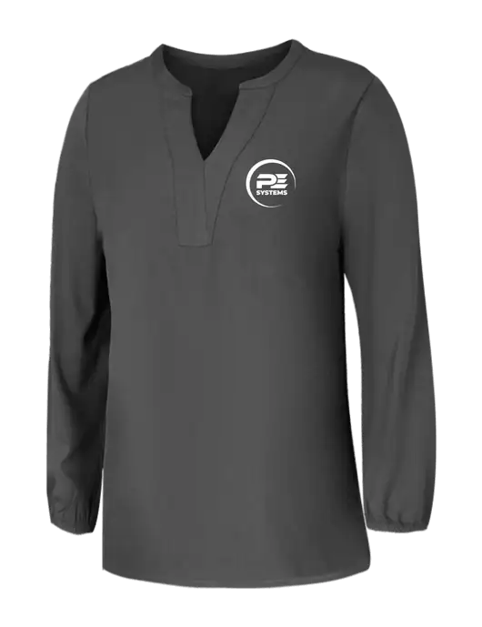 Mercer+Mettle Womens Dark Grey Stretch Crepe 3/4 Sleeve Blouse w/PE Systems Logo