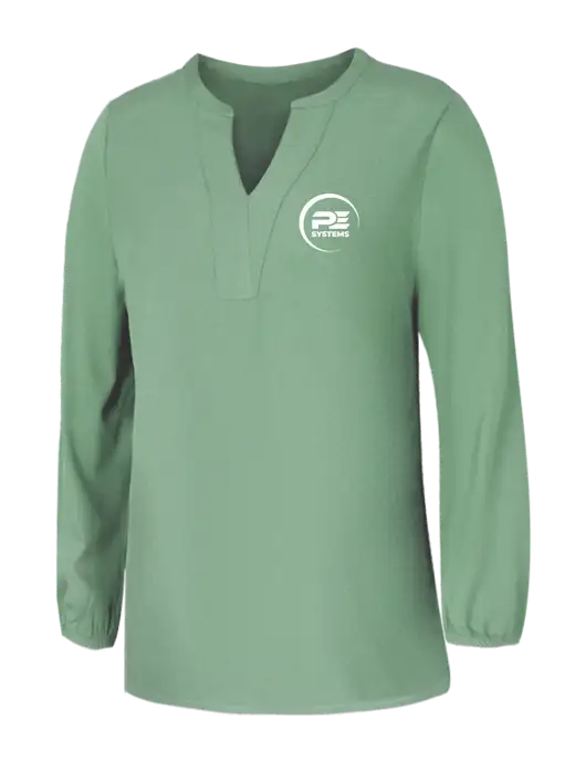 Mercer+Mettle Womens Sage Green Stretch Crepe 3/4 Sleeve Blouse w/PE Systems Logo