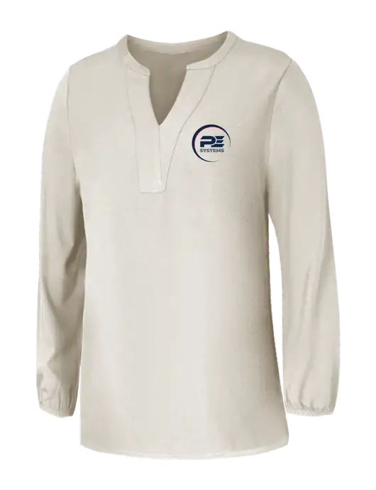 Mercer+Mettle Womens Ivory Stretch Crepe 3/4 Sleeve Blouse w/PE Systems Logo