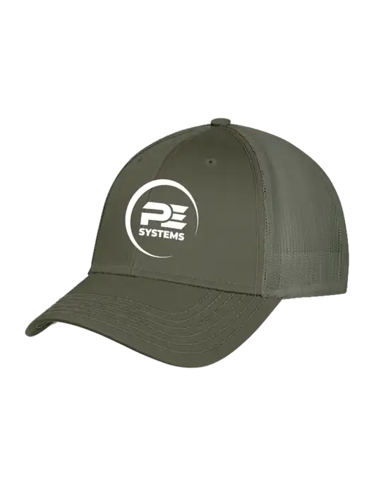 Olive Green Mesh Trucker Cap Snap Back w/PE Systems Logo