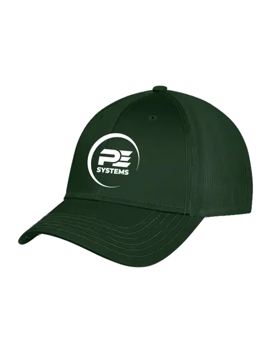 Dark Green Mesh Trucker Cap Snap Back w/PE Systems Logo