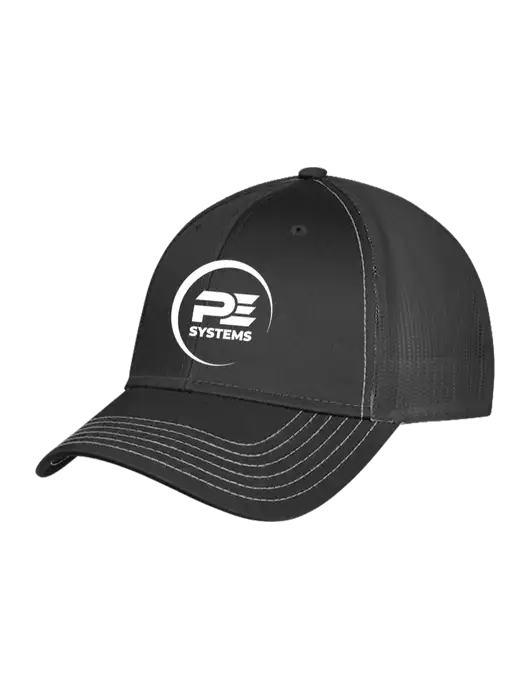 Charcoal Grey Mesh Trucker Cap Snap Back w/PE Systems Logo