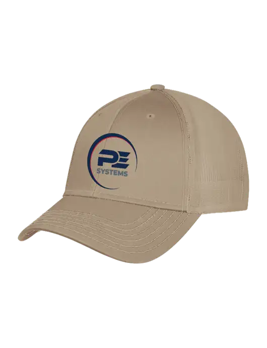 Khaki Mesh Trucker Cap Snap Back w/PE Systems Logo