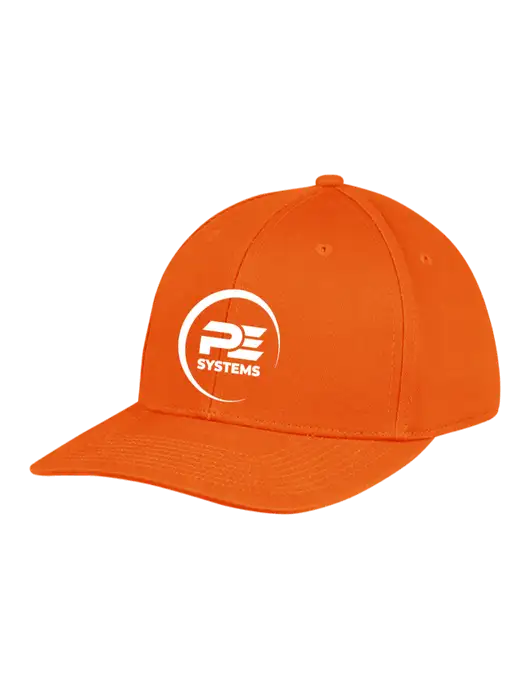 Premium Modern Structured Twill Orange Snapback Cap w/PE Systems Logo