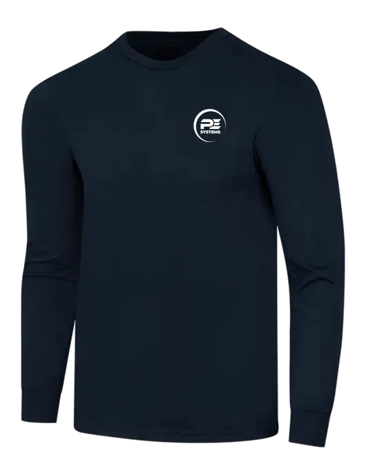 Simply Soft Long Sleeve Navy 4.5 oz, Poly/Combed Ring Spun Cotton T-Shirt w/PE Systems Logo