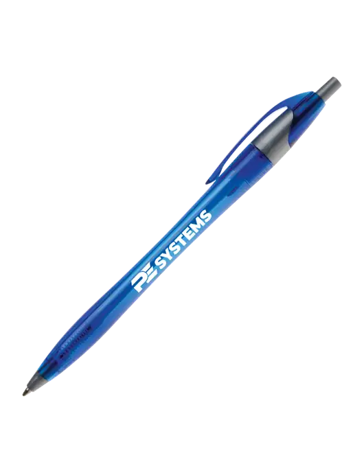Novella Translucent Blue/Silver Jewel Pen - Blue Ink w/PE Systems Logo