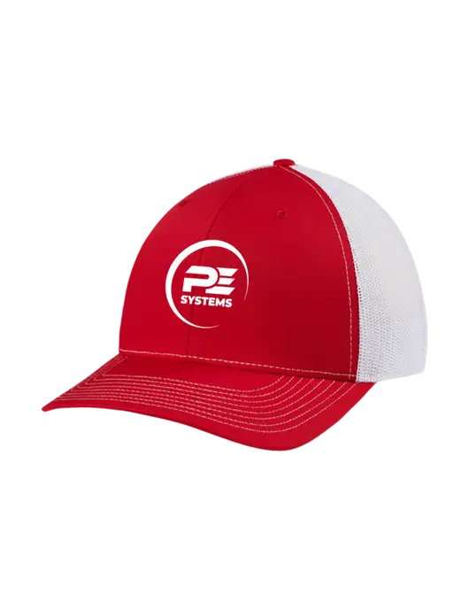 Richardson Adjustable Snapback Original 112 Trucker Cap Red w/White Mesh w/PE Systems Logo