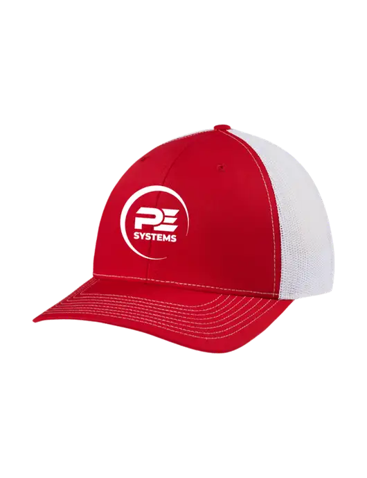 Richardson Adjustable Snapback Original 112 Trucker Cap Red w/White Mesh w/PE Systems Logo