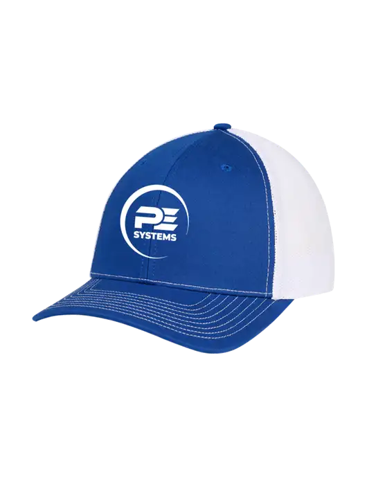 Richardson Adjustable Snapback Original 112 Trucker Cap Royal w/White Mesh w/PE Systems Logo