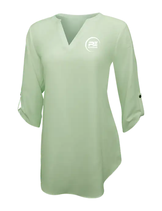 Very Light Green Womens 3/4 Sleeve Tunic Blouse w/PE Systems Logo