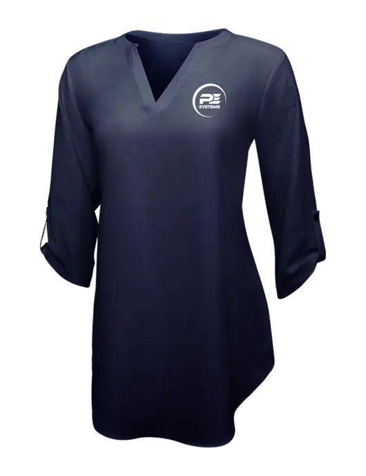 Navy Womens 3/4 Sleeve Tunic Blouse w/PE Systems Logo