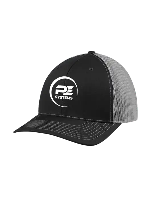 Richardson Adjustable Snapback Original 112 Trucker Cap Black w/Charcoal Mesh w/PE Systems Logo