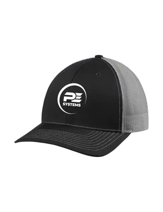 Richardson Adjustable Snapback Original 112 Trucker Cap Black w/Charcoal Mesh w/PE Systems Logo