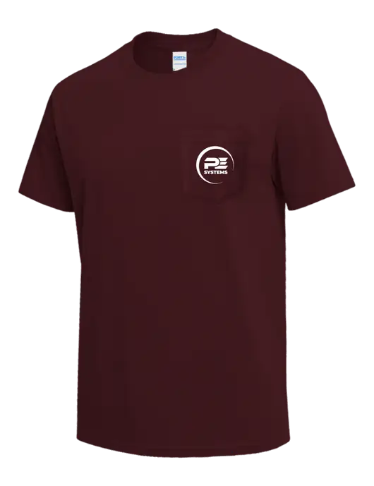 Maroon Heavyweight 6.1 oz Pocket T-Shirt w/PE Systems Logo