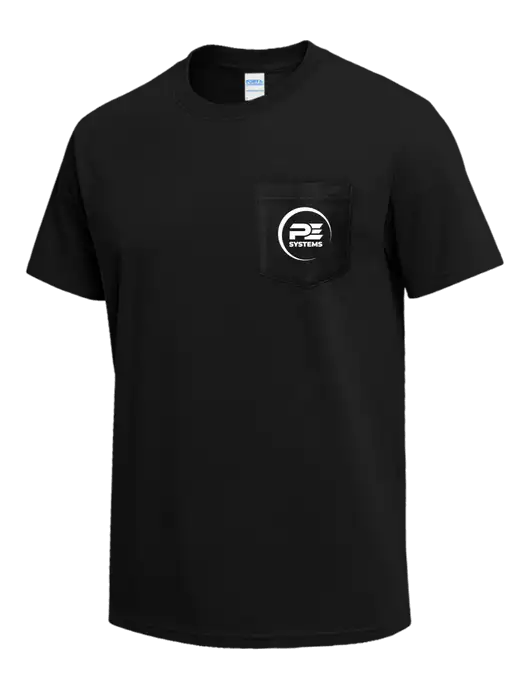 Black Heavyweight 6.1 oz Pocket T-Shirt w/PE Systems Logo