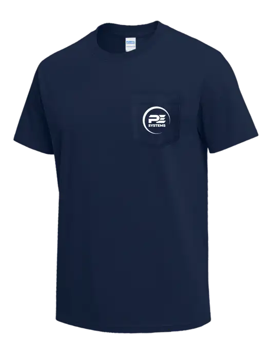 Navy Heavyweight 6.1 oz Pocket T-Shirt w/PE Systems Logo