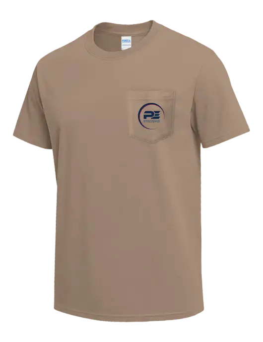 Dark Tan Heavyweight 6.1 oz Pocket T-Shirt w/PE Systems Logo