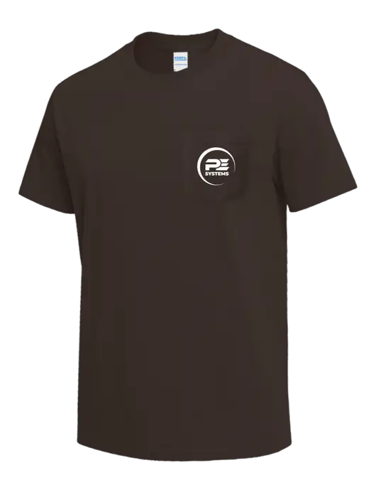 Brown Heavyweight 6.1 oz Pocket T-Shirt w/PE Systems Logo