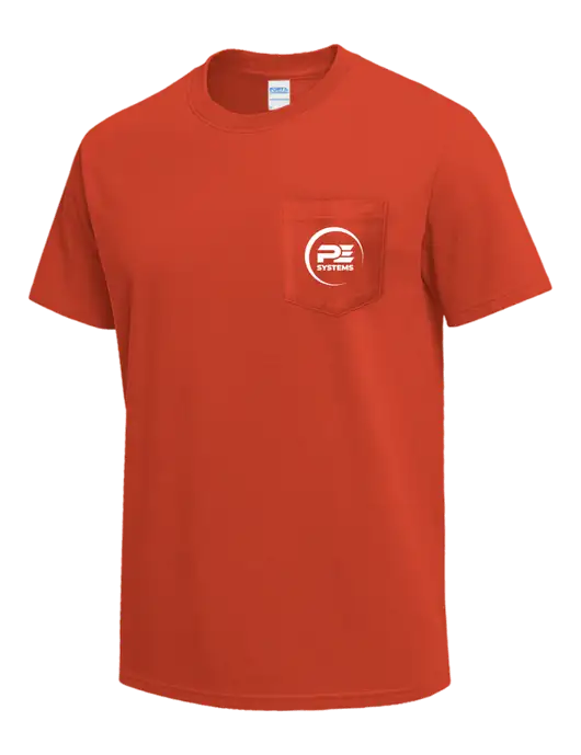 Orange Heavyweight 6.1 oz Pocket T-Shirt w/PE Systems Logo