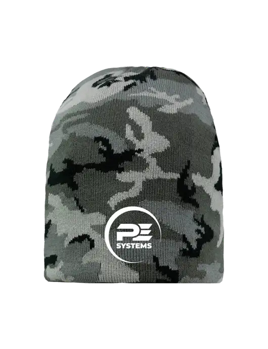 Grey Camo Element Knit Beanie w/PE Systems Logo