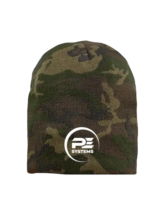 Green Camo Element Knit Beanie w/PE Systems Logo