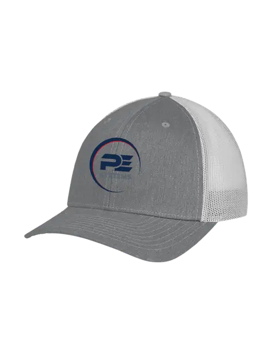 Richardson Adjustable Snapback Original 112 Trucker Cap Heather Grey w/Light Grey Mesh w/PE Systems Logo