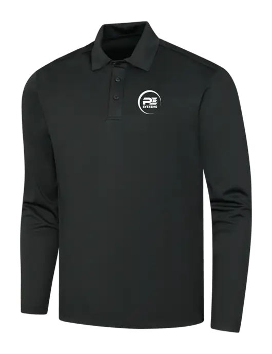 Black Silk Touch Performance Long Sleeve Polo w/PE Systems Logo