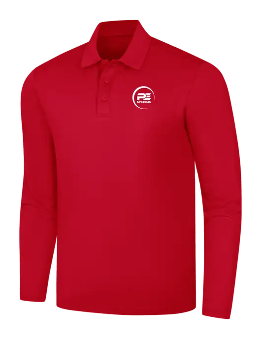 Red Silk Touch Performance Long Sleeve Polo w/PE Systems Logo