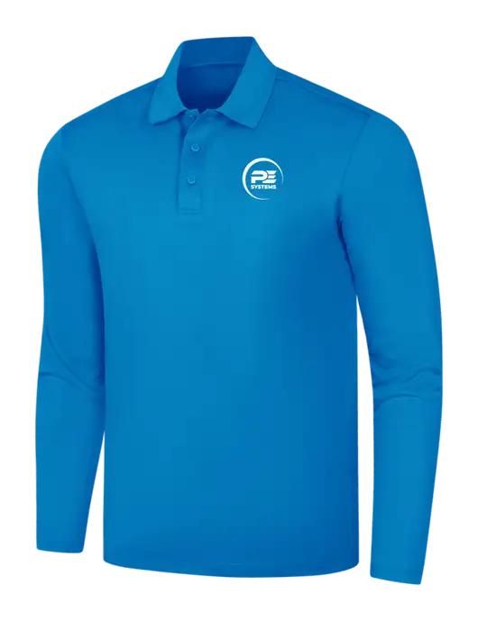 Sapphire Blue Silk Touch Performance Long Sleeve Polo w/PE Systems Logo