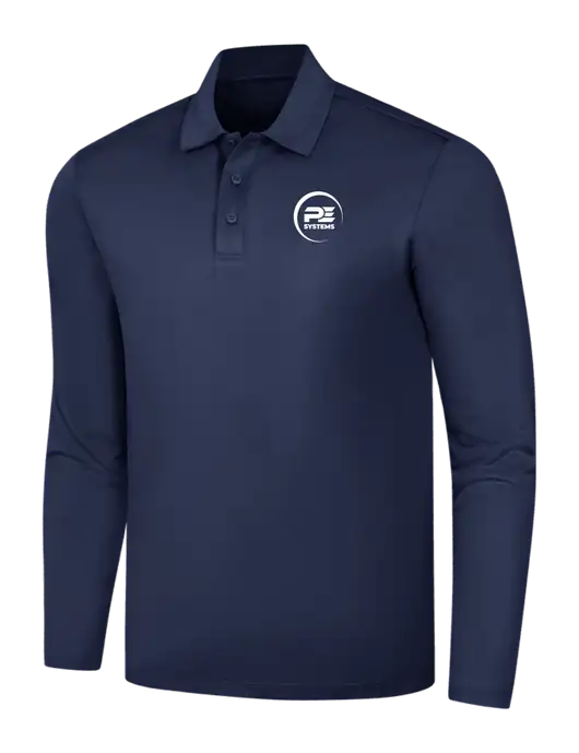 Navy Silk Touch Performance Long Sleeve Polo w/PE Systems Logo