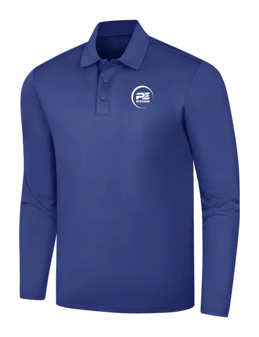 Dark Royal Silk Touch Performance Long Sleeve Polo w/PE Systems Logo