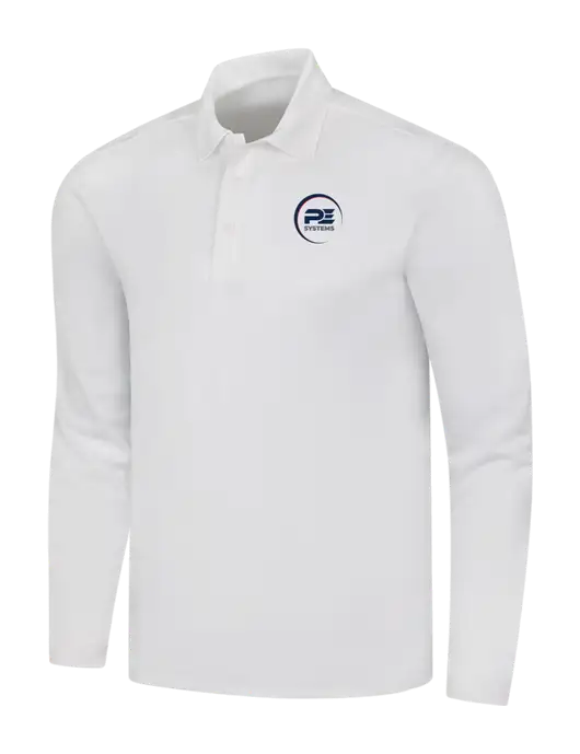 White Silk Touch Performance Long Sleeve Polo w/PE Systems Logo