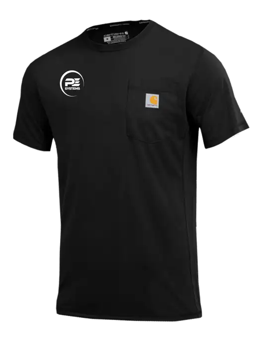Carhartt Force Black Short Sleeve Pocket T-Shirt w/PE Systems Logo