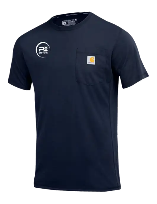 Carhartt Force Navy Short Sleeve Pocket T-Shirt w/PE Systems Logo