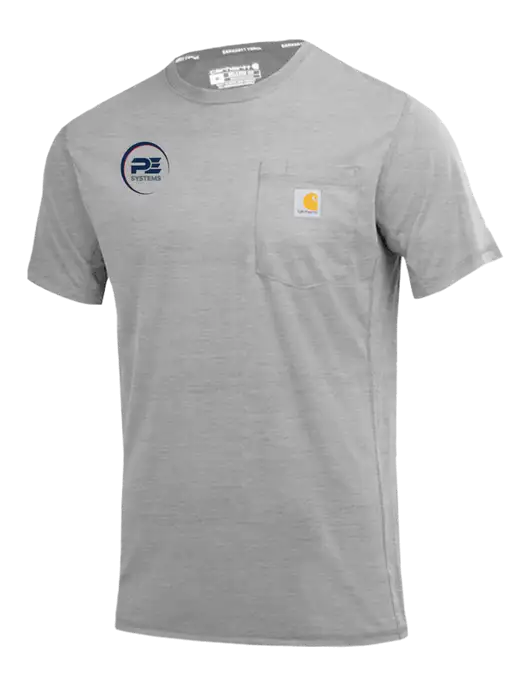 Carhartt Force Light Grey Heather Short Sleeve Pocket T-Shirt w/PE Systems Logo