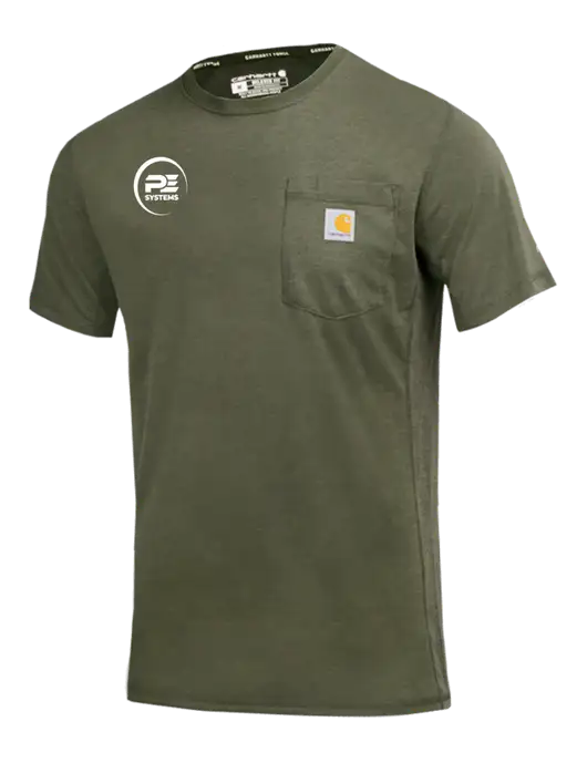 Carhartt Force Dark Green Heather Short Sleeve Pocket T-Shirt w/PE Systems Logo