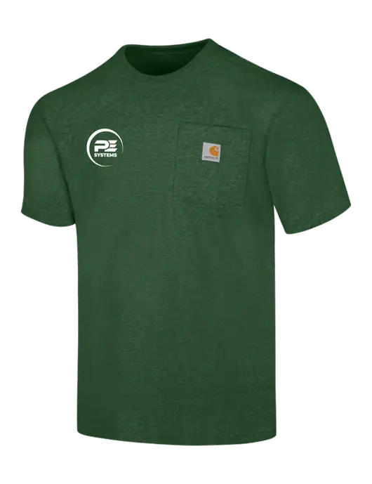 Carhartt Workwear Dark Green Heather Pocket Short Sleeve T-Shirt w/PE Systems Logo