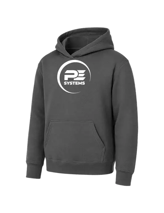 Youth Charcoal 7.8 oz Pullover Hooded Sweatshirt w/PE Systems Logo