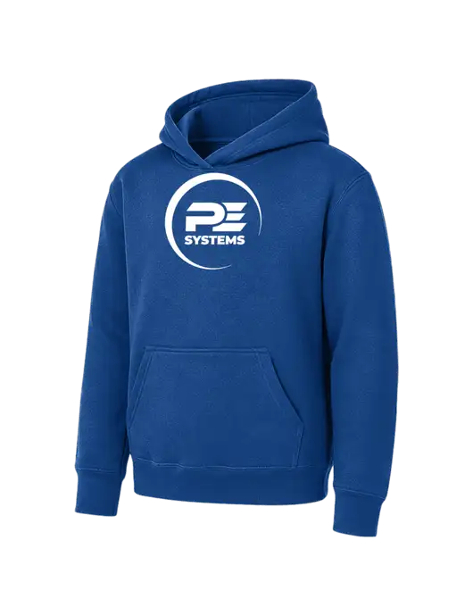 Youth Royal 7.8 oz Pullover Hooded Sweatshirt w/PE Systems Logo