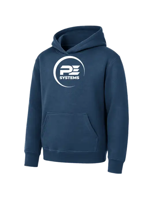 Youth Navy 7.8 oz Pullover Hooded Sweatshirt w/PE Systems Logo