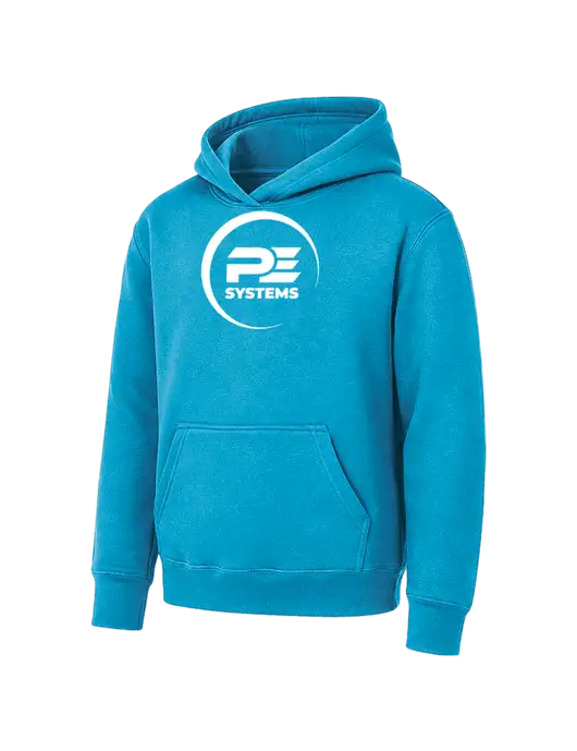 Youth Sapphire 7.8 oz Pullover Hooded Sweatshirt w/PE Systems Logo