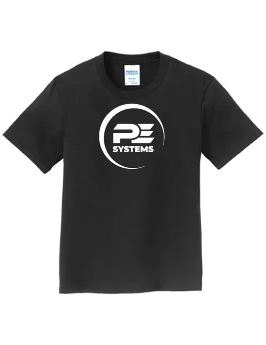 Youth Ring Spun Jet Black 4.5 oz T-Shirt w/PE Systems Logo