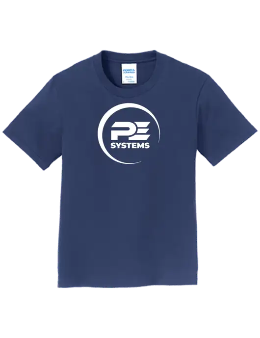 Youth Ring Spun Navy 4.5 oz T-Shirt w/PE Systems Logo